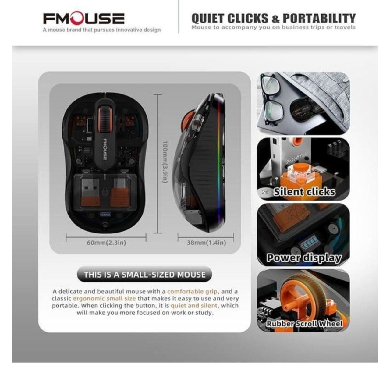 Colorful Transparent Wireless Mouse, Bluetooth Mice with USB & Type-C Two Receiver, Portable Silent Rechargeable Mouse — photo 5