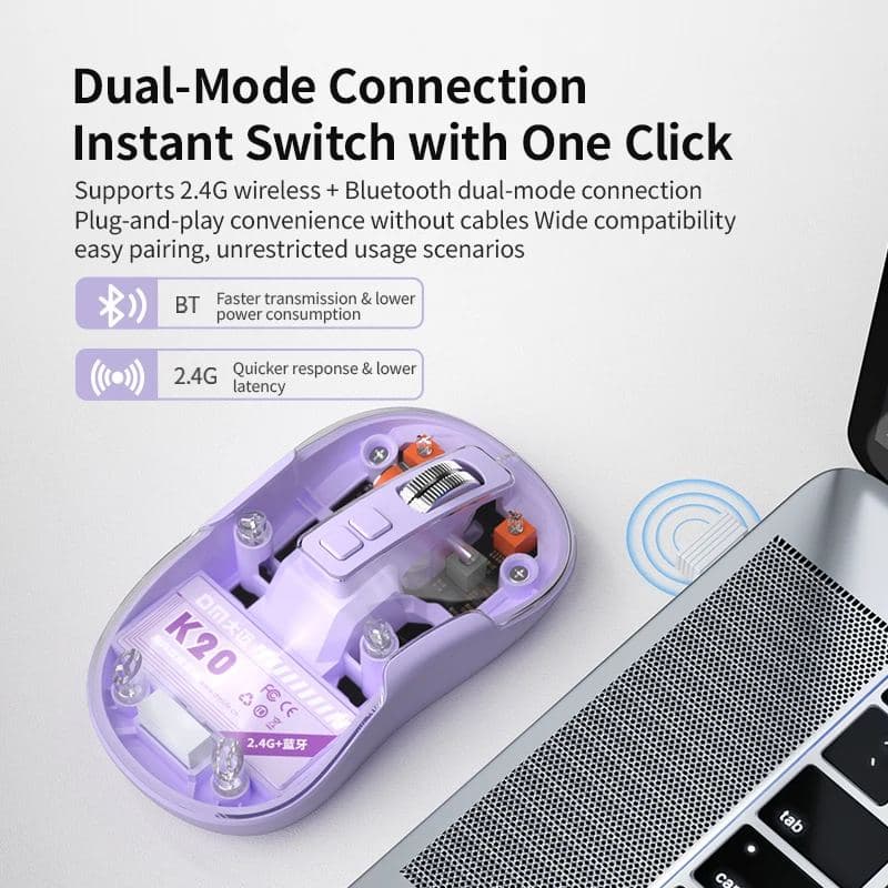 2.4GHz Wireless 5.1 Mini Transparent Type-C Fast Charging Colorful Mouse K20 — photo 3