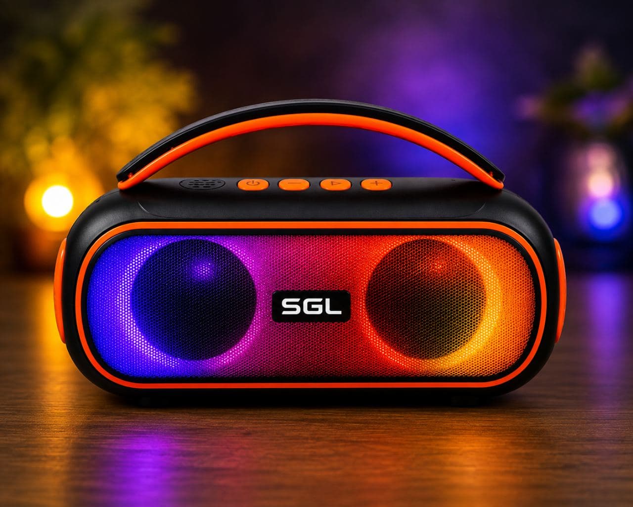 SGL A52-02 Speaker with 8W Output RGB LED Lighting Battery for Outdoor & Home Use