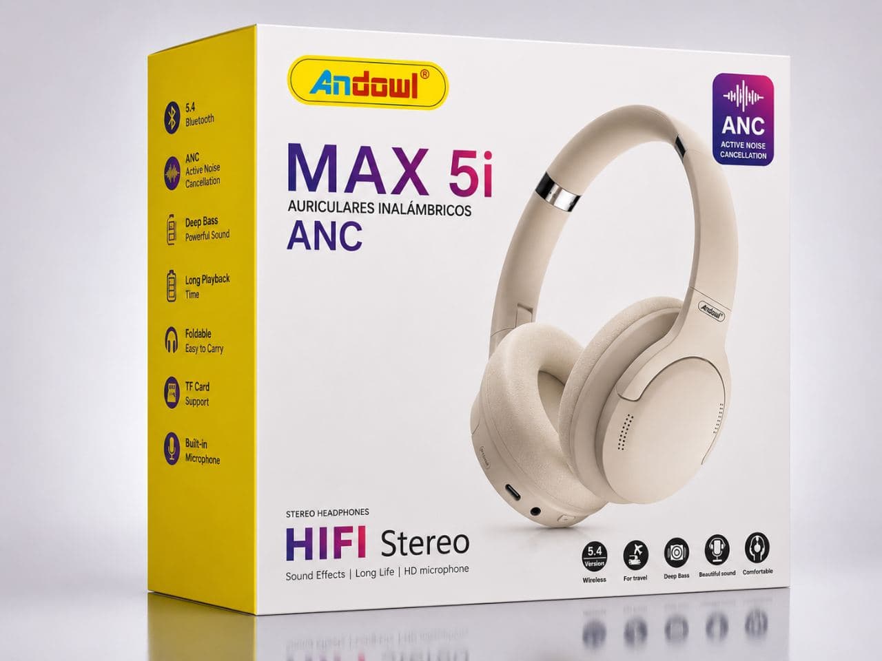 Andowl MAX 5i Wireless Headset – ANC Bluetooth 5.4 HiFi Stereo Headphones — photo 2
