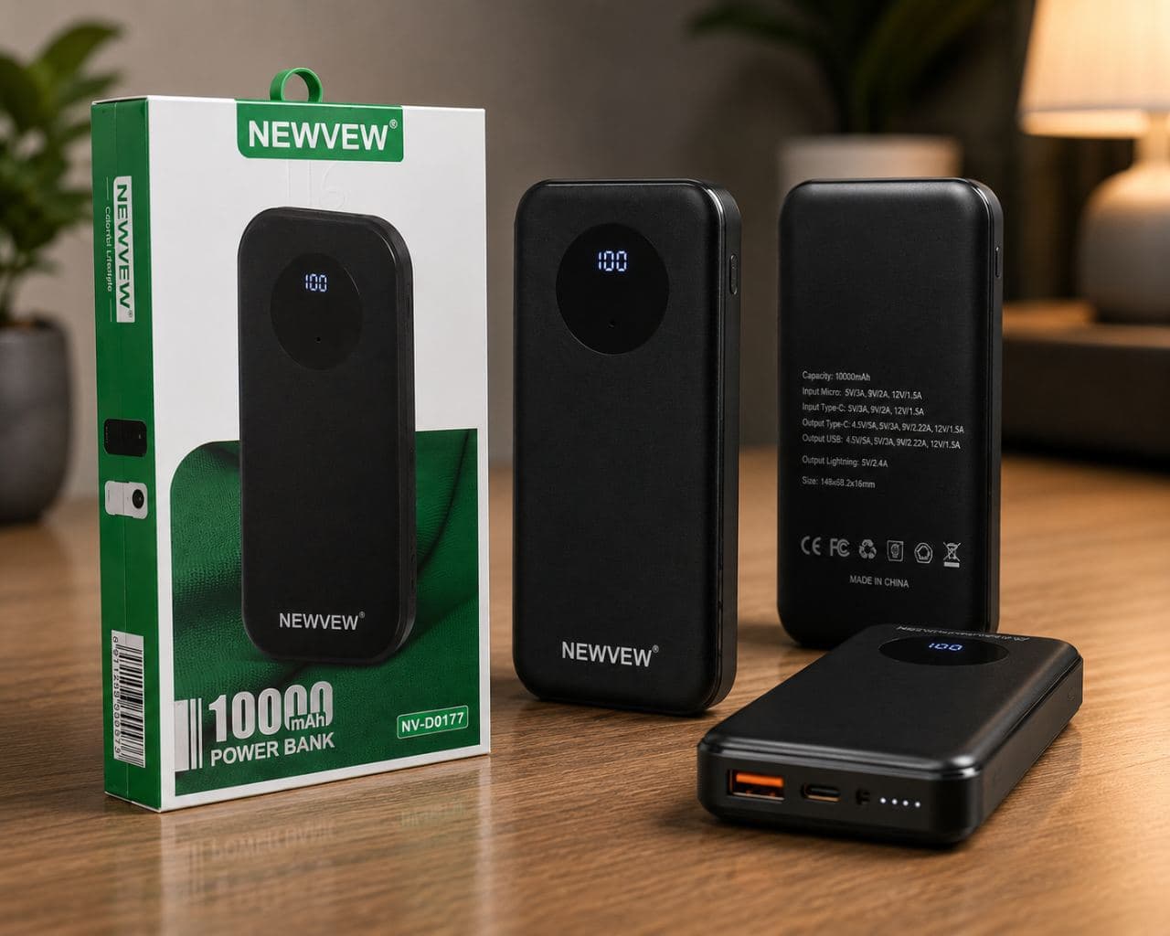 NEWVEW NV-D0177 10,000mAh Power Bank – Digital LED Display, Fast Charging & Dual USB Output — photo 3