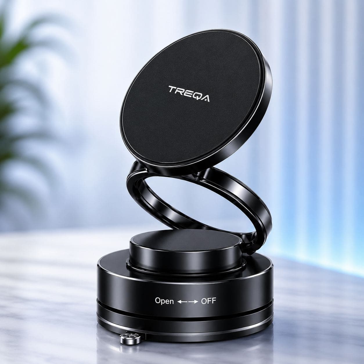 TREQA BC-T31 360ยฐ Vacuum Suction Magnetic Phone Holder โ Foldable Adjustable Car & Desktop Phone Stand