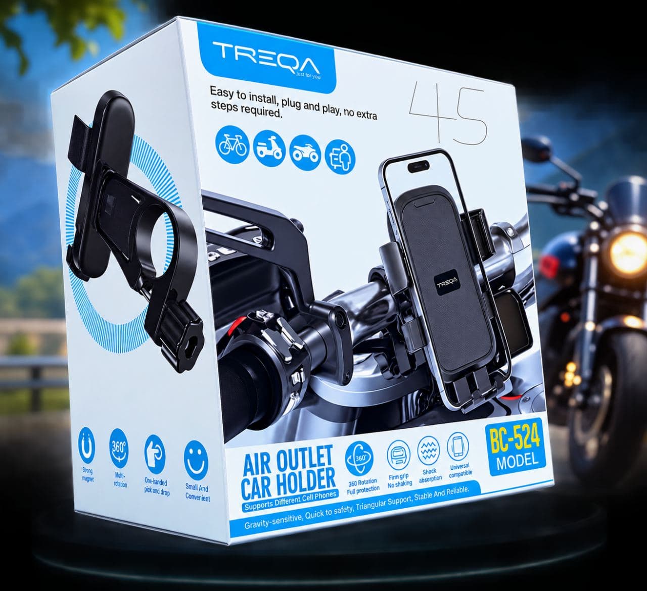 TREQA BC-524 Motorcycle Phone Holder โ Ride Safe, Stay Connected โ photo 2