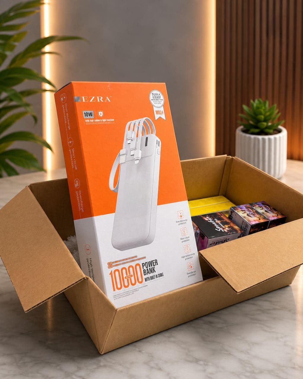 EZRA 10,000mAh Power Bank – 10W Fast Charge with Built-In Cables — photo 2
